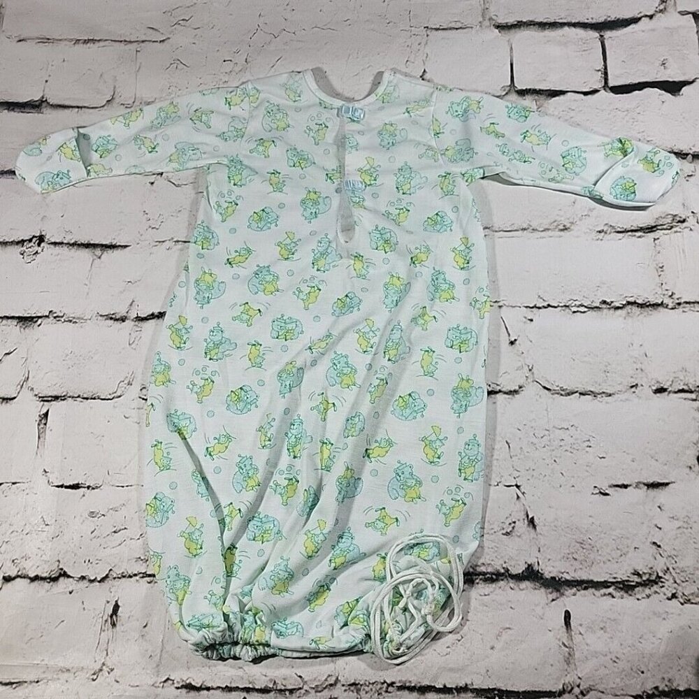 Vintage 70s Carters Layette Gown Sack Newborn Clowns Bears White Blue‎ Yellow